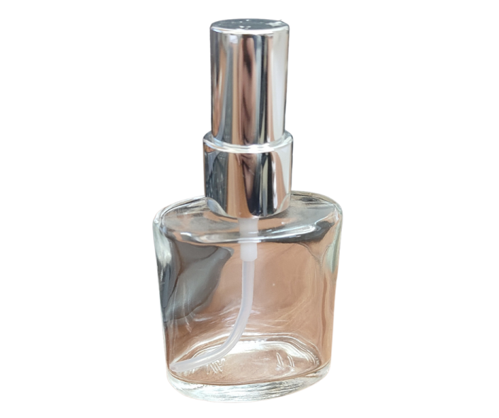 VIDRO CAFE 30ML COM VÁLVULA SPRAY LUXO PRATA