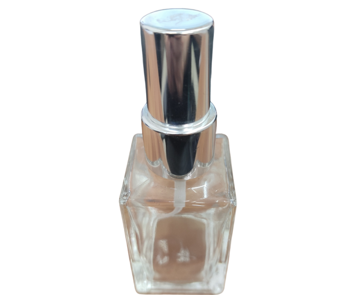 VIDRO DICE 30ML COM VÁLVULA SPRAY PRATA