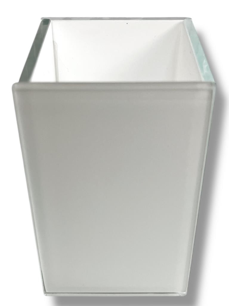 VASO DE VIDRO BRANCO SEM TAMPA 10X6X6