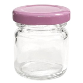 POTE VIDRO 40ML C/TP METAL ROSA