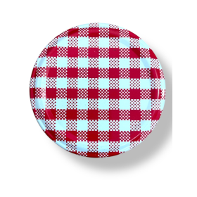 TAMPA METAL XADREZ VERMELHA 74MM