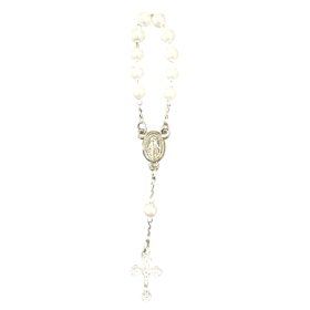 MINI TERÇO PÉROLA COM PRATA C/12 UNIDADES