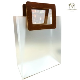 SACOLA FOSCA C/ALCA MARROM 25X22X12