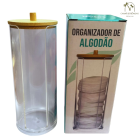 PORTA ALGODÃO C/TAMPA DE BAMBU 19X6,7